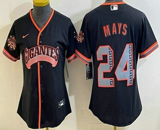 Women's San Francisco Giants #24 Willie Mays Black 2026 Alternate Stadium Stitched Jersey