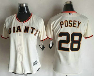 Women's San Francisco Giants #28 Buster Posey Cream Home Cool Base Baseball Jersey