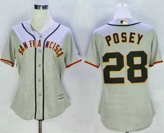Women's San Francisco Giants #28 Buster Posey Grey Road Stitched MLB Jersey