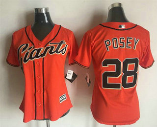 Women's San Francisco Giants #28 Buster Posey Orange Cool Base Baseball Jersey