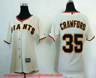 Women's San Francisco Giants #35 Brandon Crawford Cream Home Stitched MLB Cool Base Jersey