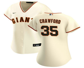 Women's San Francisco Giants #35 Brandon Crawford Cream Stitched MLB Cool Base Nike Jersey