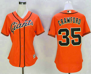 Women's San Francisco Giants #35 Brandon Crawford Orange New Cool Base Jersey