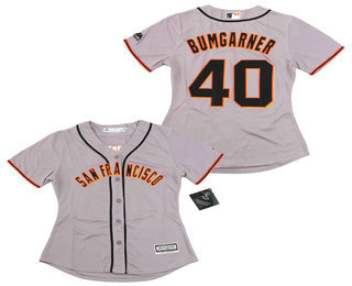 Women's San Francisco Giants #40 Madison Bumgarner Gray Road Stitched MLB Cool Base Jersey