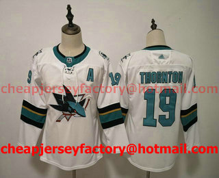 Women's San Jose Sharks #19 Joe Thornton White Adidas Stitched NHL Jersey