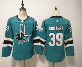 Women's San Jose Sharks #39 Logan Couture Teal Green Adidas Stitched NHL Jersey