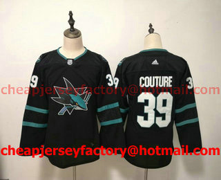 Women's San Jose Sharks #39 Logan Couture Black Adidas Stitched NHL Jersey