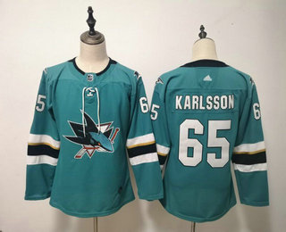 Women's San Jose Sharks #65 Erik Karlsson Teal Green Adidas Stitched NHL Jersey