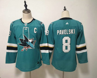 Women's San Jose Sharks #8 Joe Pavelski Teal Green Adidas Stitched NHL Jersey