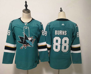 Women's San Jose Sharks #88 Brent Burns Teal Green Adidas Stitched NHL Jersey