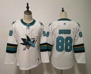 Women's San Jose Sharks #88 Brent Burns White Adidas Stitched NHL Jersey