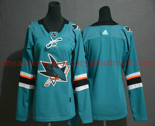 Women's San Jose Sharks Blank Teal Green Adidas Stitched NHL Jersey