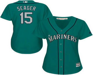 Women's Seattle Mariners #15 Kyle Seager Green Cool Base Stitched Jersey