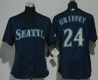 Women's Seattle Mariners #24 Ken Griffey Jr. Navy Blue Stitched MLB Cool Base Jersey