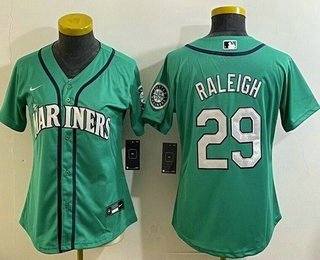 Women's Seattle Mariners #29 Cal Raleigh Green Stadium Jersey