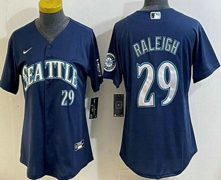 Women's Seattle Mariners #29 Cal Raleigh Navy Stadium Jersey