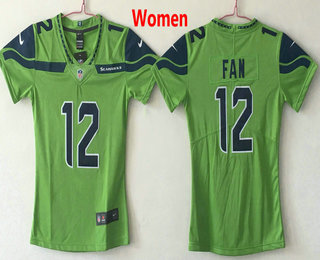 Women's Seattle Seahawks #12 12th Fan Green 2017 Vapor Untouchable Stitched NFL Nike Limited Jersey
