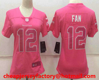 Women's Seattle Seahawks #12 12th Fan Pink Fashion 2017 Rush NFL Nike Limited Jersey