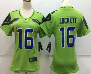 Women's Seattle Seahawks #16 Tyler Lockett Green 2016 Color Rush Stitched NFL Nike Limited Jersey
