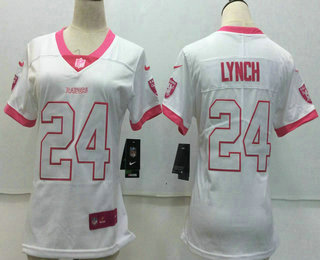 Women's Seattle Seahawks #24 Marshawn Lynch White Pink 2016 Color Rush Fashion NFL Nike Limited Jersey