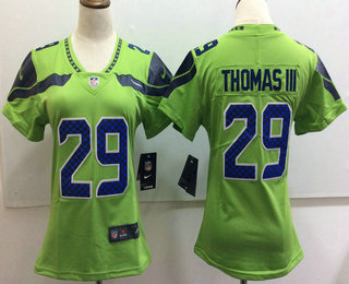 Women's Seattle Seahawks #29 Earl Thomas III Green 2016 Color Rush Stitched NFL Nike Limited Jersey