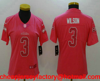 Women's Seattle Seahawks #3 Russell Wilson Pink Fashion 2017 Rush NFL Nike Limited Jersey