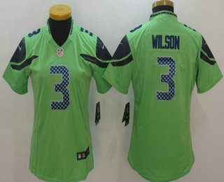 Women's Seattle Seahawks #3 Russell Wilson Green 2016 Color Rush Stitched NFL Nike Limited Jersey