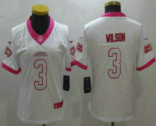 Women's Seattle Seahawks #3 Russell Wilson White Pink 2016 Color Rush Fashion NFL Nike Limited Jersey