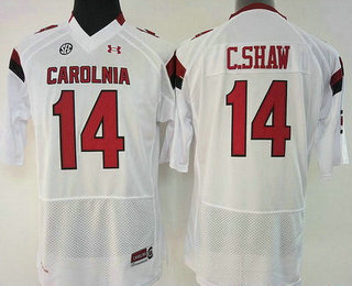 Women's South Carolina Gamecocks #14 Connor Shaw White Stitched College Football Under Armour NCAA Jersey