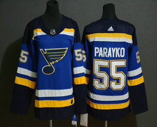 Women's St. Louis Blues #55 Colton Parayko Blue Adidas Stitched NHL Jersey