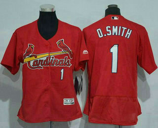Women's St. Louis Cardinals #1 Ozzie Smith Red Flexbase Authentic Women's Stitched MLB Jersey