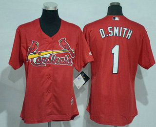 Women's St. Louis Cardinals #1 Ozzie Smith Retired Red Cool Base Baseball Jersey