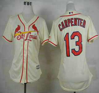 Women's St. Louis Cardinals #13 Matt Carpenter Alternate Cream 2015 MLB Cool Base Jersey