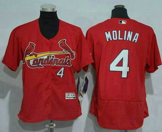Women's St. Louis Cardinals #4 Yadier Molina Red 2016 Flexbase Stitched Baseball Jersey