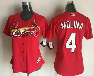 Women's St. Louis Cardinals #4 Yadier Molina Red Cool Base Baseball Jersey