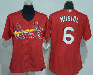 Women's St. Louis Cardinals #6 Stan Musial Retired Red Cool Base Baseball Jersey