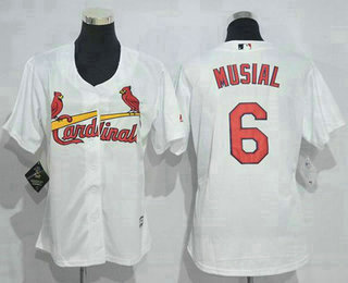 Women's St. Louis Cardinals #6 Stan Musial White Home Stitched MLB Jersey