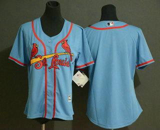 Women's St. Louis Cardinals Blank Light Blue Stitched MLB Cool Base Jersey