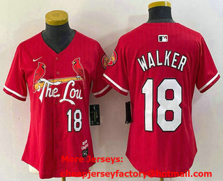 Women's St Louis Cardinals #18 Jordan Walker Red 2024 City Connect Limited Stitched Baseball Jersey