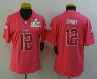Women's Tampa Bay Buccaneers #12 Tom Brady Pink Fashion 2021 Super Bowl LV Rush NFL Nike Limited Jersey