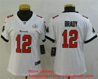 Women's Tampa Bay Buccaneers #12 Tom Brady White 2021 Super Bowl LV Vapor Untouchable Stitched Nike Limited NFL Jersey
