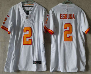 Women's Tampa Bay Buccaneers #2 Emeka Egbuka Limited FUSE White Throwback Vapor Jersey