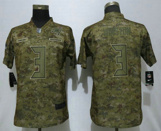 Women's Tampa Bay Buccaneers #3 Jameis Winston 2018 Camo Salute to Service Stitched NFL Nike Limited Jersey