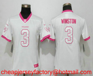 Women's Tampa Bay Buccaneers #3 Jameis Winston White Pink 2016 Color Rush Fashion NFL Nike Limited Jersey