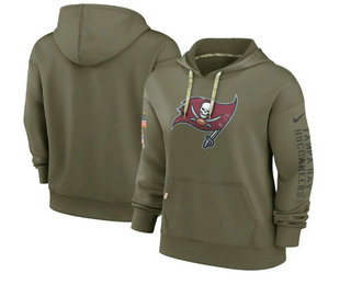 Women's Tampa Bay Buccaneers 2022 Olive Salute to Service Therma Performance Pullover Hoodie