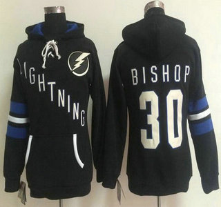 Women's Tampa Bay Lightning #30 Ben Bishop Old Time Hockey Black Hoody