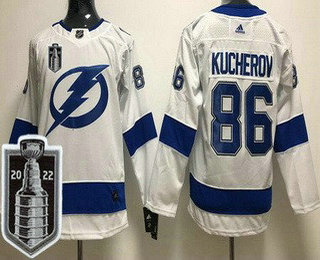 Women's Tampa Bay Lightning #86 Nikita Kucherov White 2022 Stanley Cup Stitched Jersey