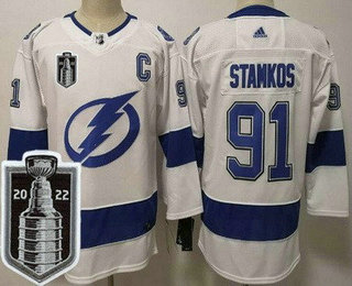 Women's Tampa Bay Lightning #91 Steven Stamkos White 2022 Stanley Cup Stitched Jersey