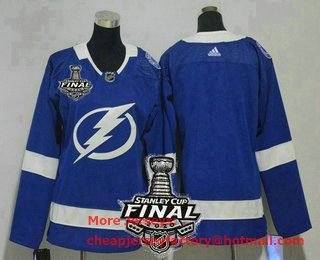 Women's Tampa Bay Lightning Blank Light Blue 2020 Stanley Cup Final Patch Adidas Stitched NHL Jersey