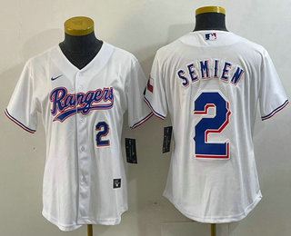 Women's Texas Rangers #2 Marcus Semien Number White 2024 Gold Collection Limited Cool Base Jersey 11